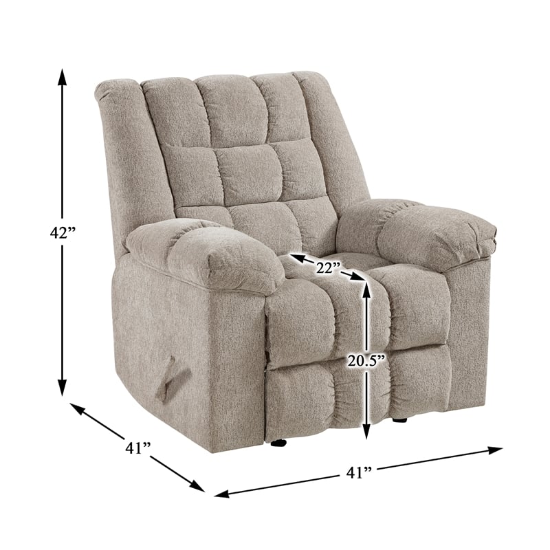 Pemberly Row Chenille Rocker Recliner with Foam over Pocket Coils in Light Brown