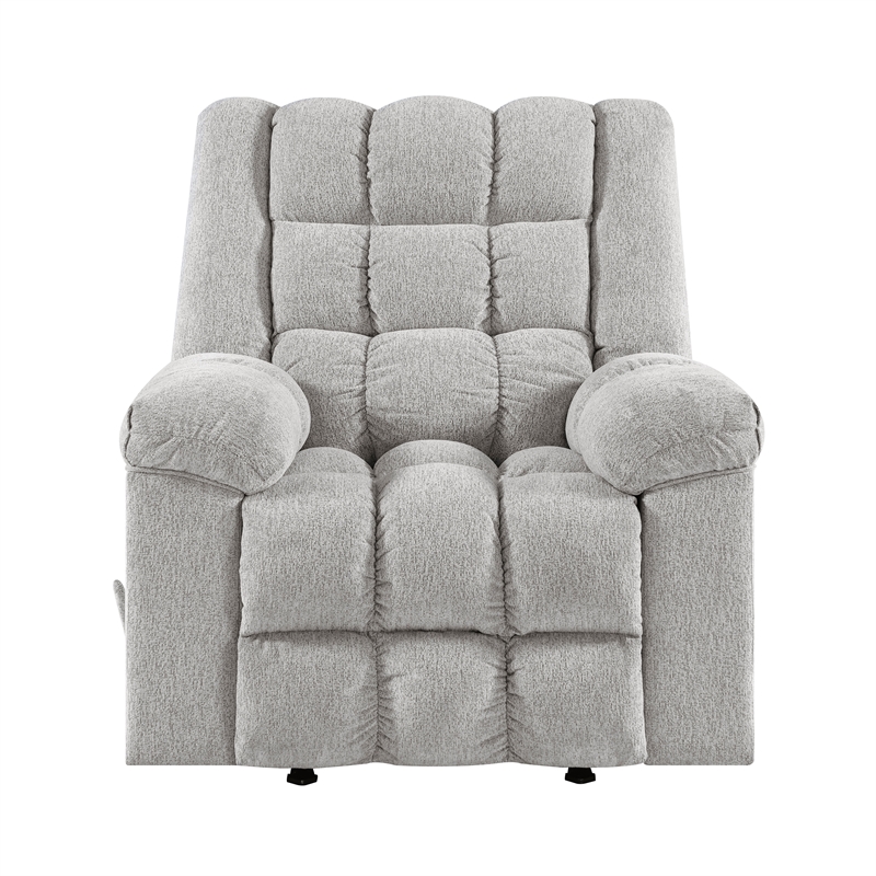 Pemberly Row Chenille Rocker Recliner with Foam over Pocket Coils in Light Gray