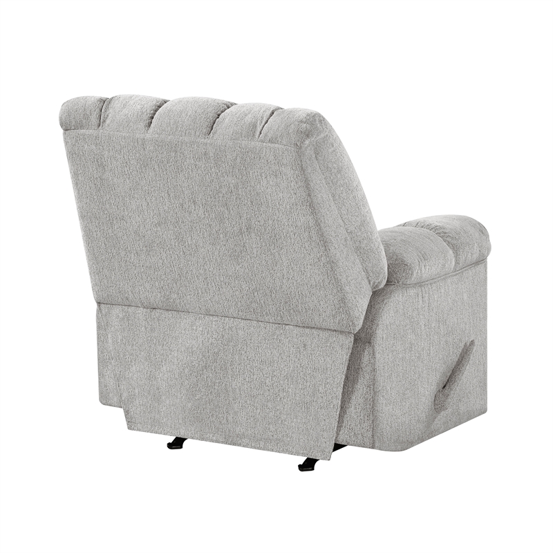 Pemberly Row Chenille Rocker Recliner with Foam over Pocket Coils in Light Gray