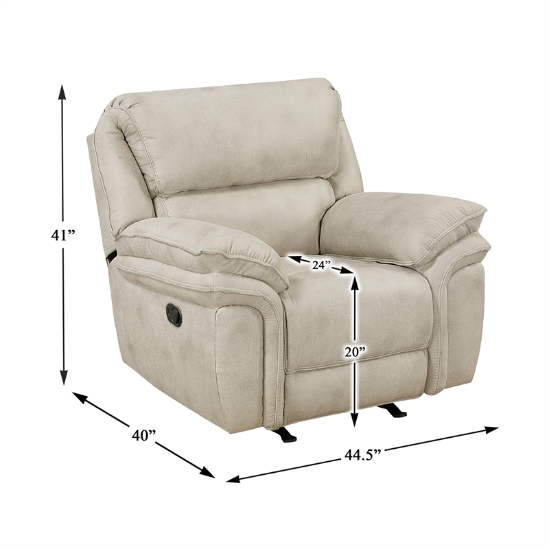 Pemberly Row Polished Microfiber Rocker Recliner with Pocket Coils in Sand