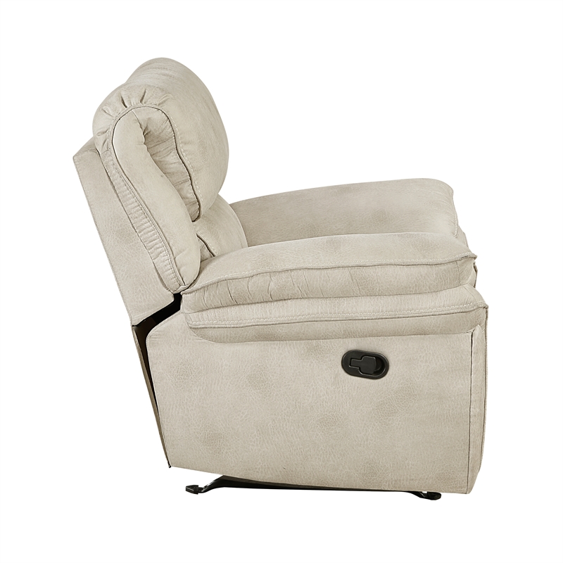 Pemberly Row Polished Microfiber Rocker Recliner with Pocket Coils in Sand