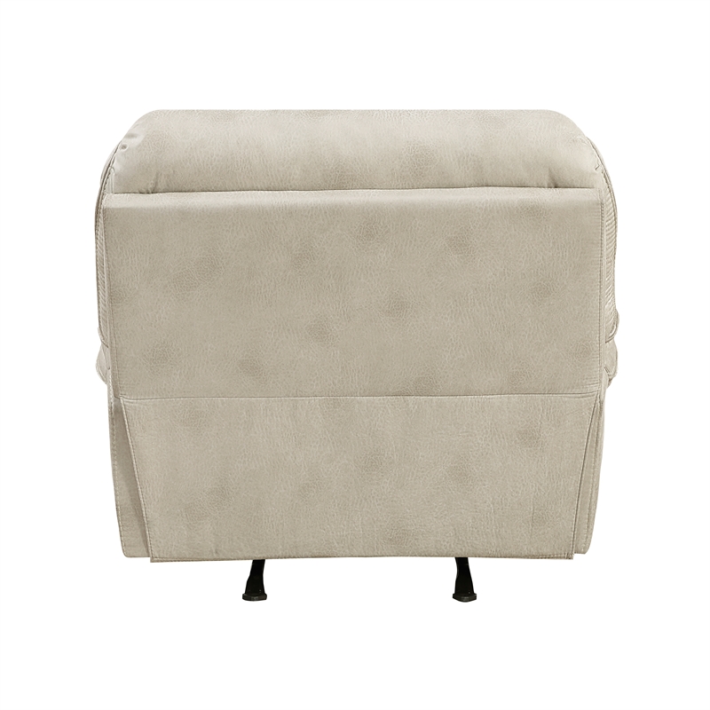 Pemberly Row Polished Microfiber Rocker Recliner with Pocket Coils in Sand