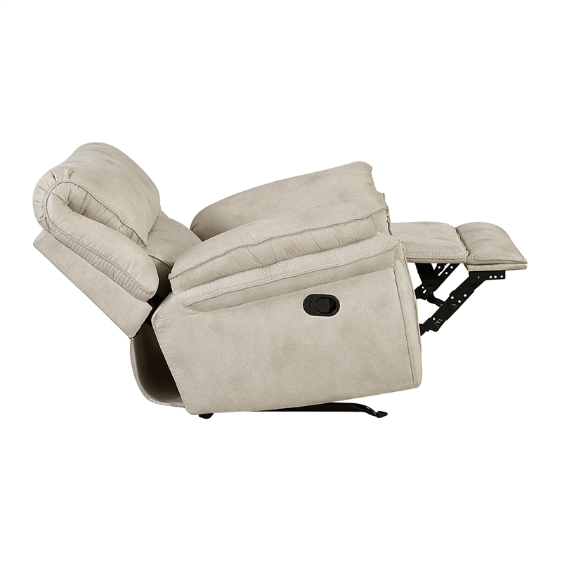 Pemberly Row Polished Microfiber Rocker Recliner with Pocket Coils in Sand