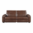 Pemberly Row Top Grain Leather Power Reclining Loveseat Wall Hugger in Brown