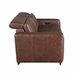 Pemberly Row Top Grain Leather Power Reclining Loveseat Wall Hugger in Brown