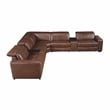Pemberly Row Top Grain Leather 7-Piece Modular Power Sectional USB in Brown