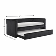 Pemberly Row Corduroy Daybed with Pull-Out Trundle 300 lbs Each in Black