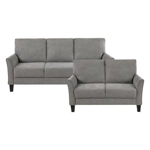 Pemberly Row Textured Fabric Loveseat with Flared Arms Pocket Coils in Chocolate