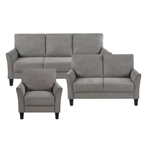 Pemberly Row Textured Fabric Sofa with Flared Arms Pocket Coils in Chocolate