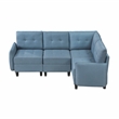 Pemberly Row Textured 4-Piece Modular Sectional Hidden Storage Tufted in Blue