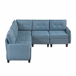 Pemberly Row Textured 5-Piece Modular Sectional Hidden Storage Tufted in Blue
