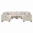 Pemberly Row Corduroy 8-Piece U-Shape Modular Sectional USB Storage in Beige
