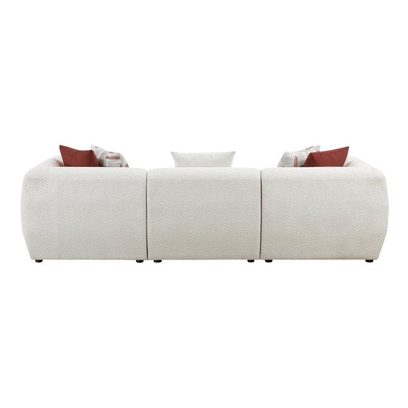 Pemberly Row Chenille Fabric Modular Sofa with 5 Pillows in Beige