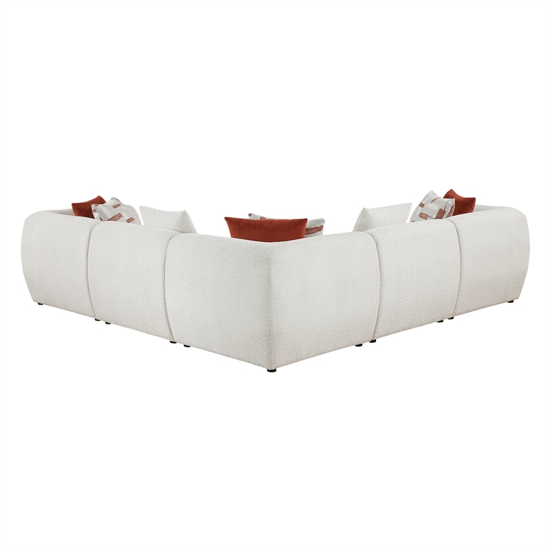 Pemberly Row Chenille 5-Piece Modular Corner Sectional in Beige