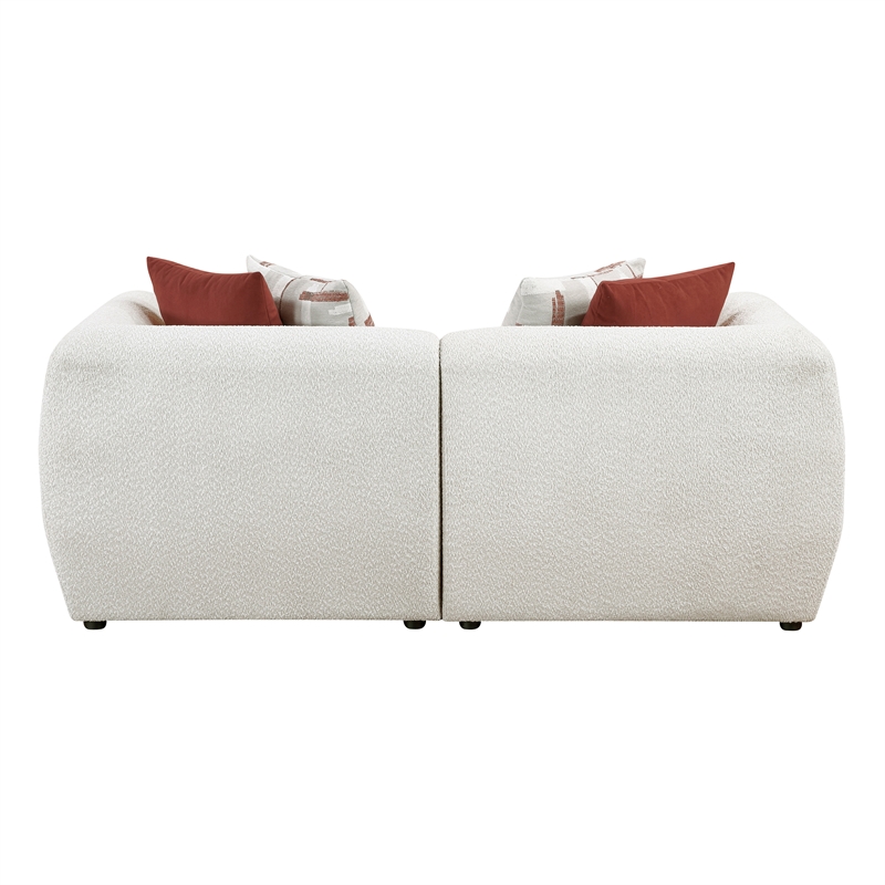 Pemberly Row Chenille Modular Love Seat with 4 Pillows in Beige