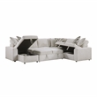 Pemberly Row Chenille 3-Piece Sectional with Pull-Out Bed in Beige