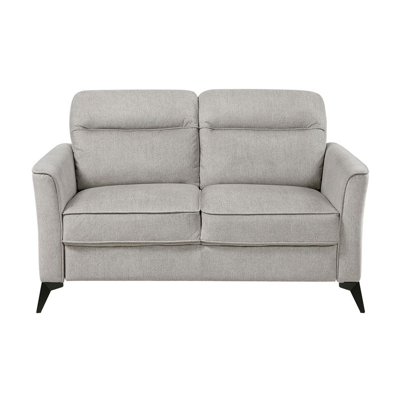 Pemberly Row Textured Microfiber 2-Seat Love Seat with Metal Legs in Tan