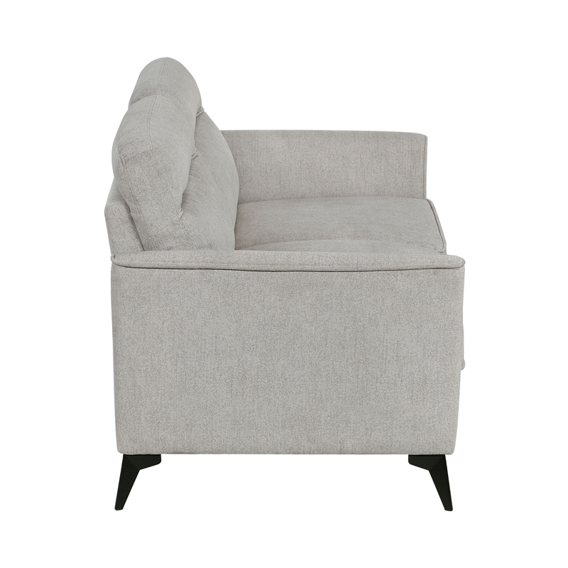 Pemberly Row Textured Microfiber 2-Seat Love Seat with Metal Legs in Tan