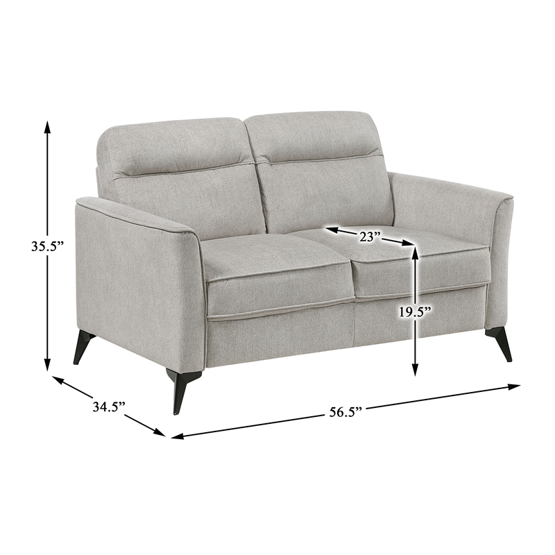 Pemberly Row Textured Microfiber 2-Seat Love Seat with Metal Legs in Tan