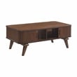 Pemberly Row Walnut Veneer Cocktail Table with Tambour Door Storage