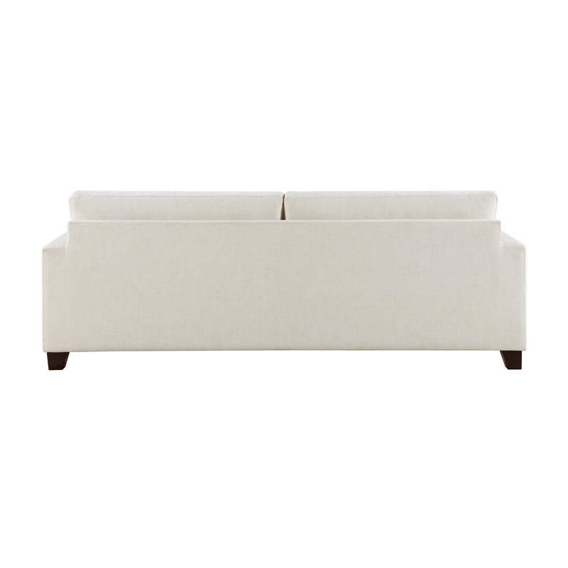 Pemberly Row Textured Fabric Sofa with 2 Lumbar Pillows in Ivory
