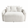 Pemberly Row Corduroy Oversized Chaise Lounge with USB Charging in Beige