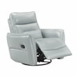 Pemberly Row Top Grain Leather Swivel Glider Recliner in Aqua