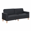 Pemberly Row Faux Leather Convertible Lounger with Drop-Down Back in Black
