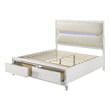Pemberly Row 5-Piece Bedroom Set of Eastern King Bed with Storage, LED Mirror, 2 Nightstands, and Dr
