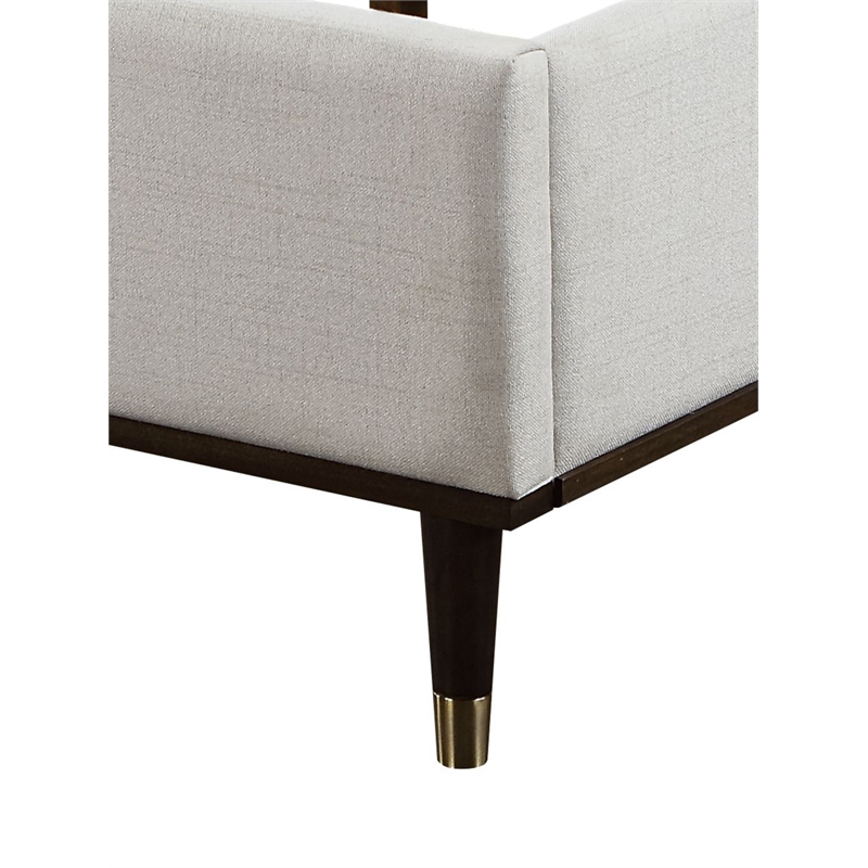 Pemberly Row Bedroom Set of 2 Nightstands, Mirror, Dresser, and King Bed in White/Brown