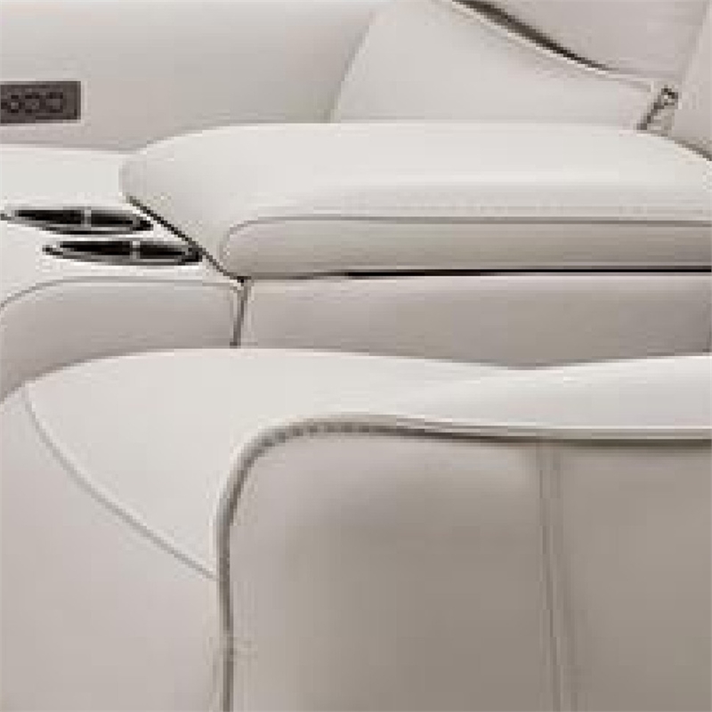Pemberly Row Beige Top Grain Leather Power Reclining Sofa & Loveseat Set