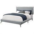 Pemberly Row Queen Platform Bed with Chrome Legs in Grey Linen