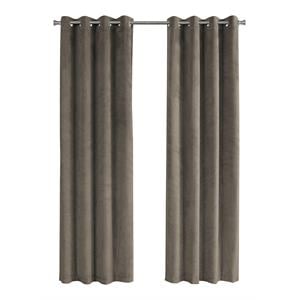 Pemberly Row 52&quotW x 95&quotH Room Darkening Velvet Curtain Set of 2 in Taupe
