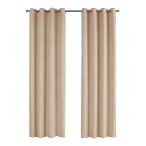 Pemberly Row 54&quotW x 95&quotH Room Darkening Micro Suede Curtain Set of 2 in Beige