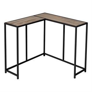 Pemberly Row L-Shaped Corner Console Table in Dark Taupe Wood Look