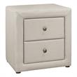 Pemberly Row Upholstered 2-Drawer Nightstand in Beige Linen Look