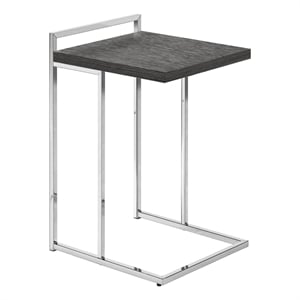 Pemberly Row Wide C-Shaped Accent Table with Chrome Handle in Grey