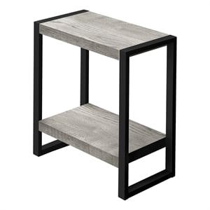 Pemberly Row Industrial Farmhouse 2-Tier Accent Table in Grey Reclaimed