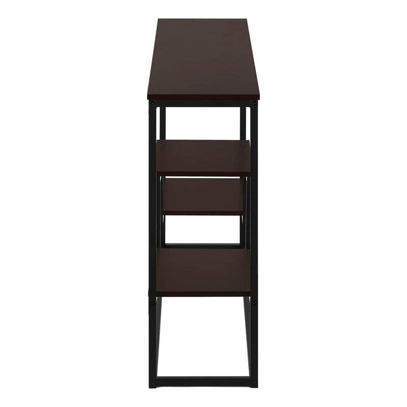 Pemberly Row Multi-Tier Console Table with 3 Shelves in Espresso