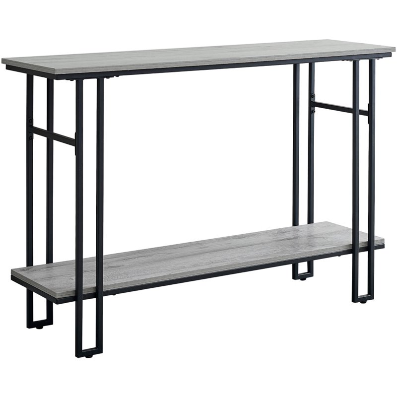 Pemberly Row Console Table with H-Frame and Shelf in Gray Wash Reclaimed