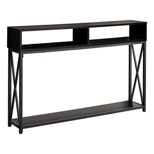Pemberly Row Console Table with X-Frame and 2 Shelves in Espresso