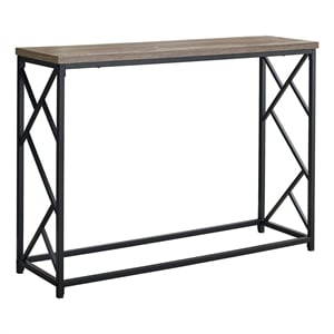 Pemberly Row Console Table with Criss-Cross Frame in Taupe Wood Look