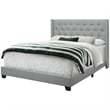 Pemberly Row Queen Wingback Bed with Chrome Nailhead in Grey Linen Look