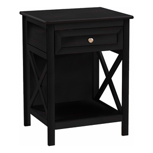 Pemberly Row 25&quot 2-Tier Accent Table with X-Design in Black Veneer