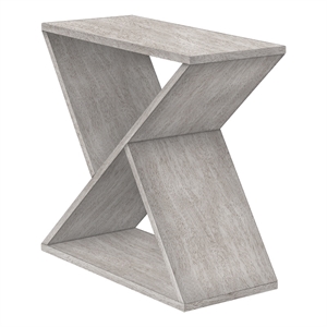 Pemberly Row 24&quot Accent Table with Slanted Shelf in Washed Gray Veneer