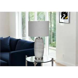 Pemberly Row 25&quot Gray Ceramic Vase Table Lamp with Gray Linen Drum Shade