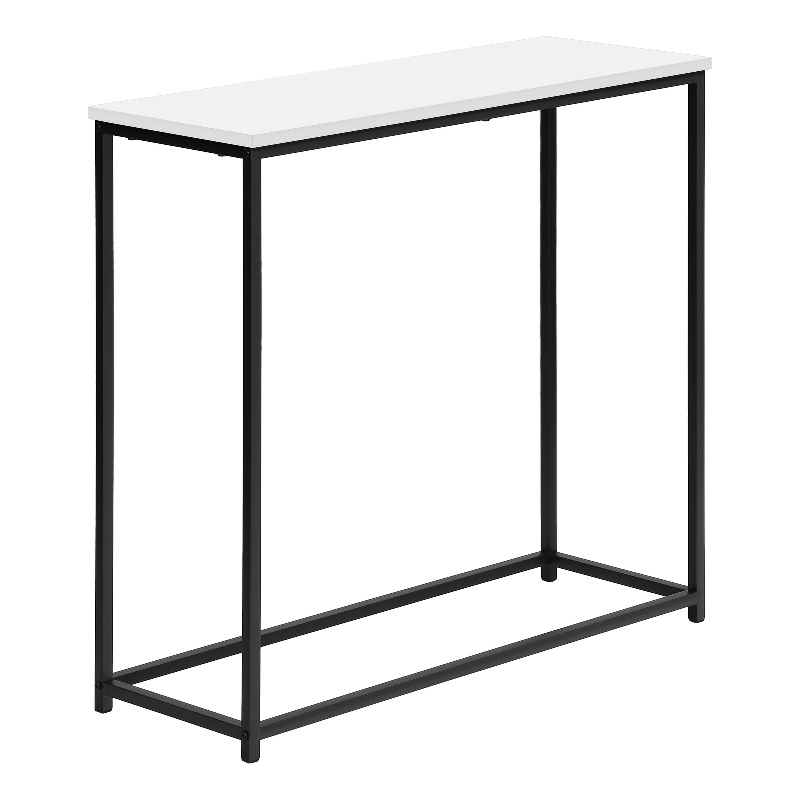 Pemberly Row Narrow Console Table with Open Metal Frame in Satin White