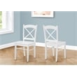 Pemberly Row Set of 2 Cross Back Dining Chairs in Satin White Solid Wood