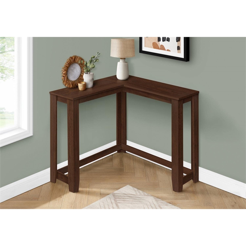 Pemberly Row 2-Tier Corner Console Table with Open Shelves in Cherry