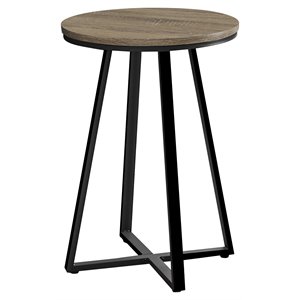 Pemberly Row Round End Table with Black X-Base Frame in Dark Taupe